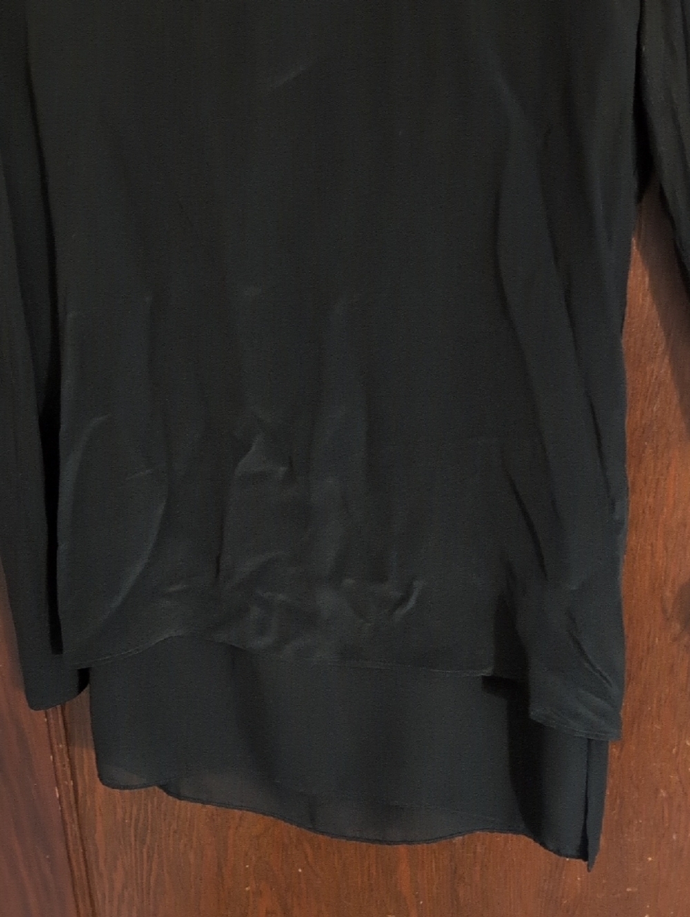 AllSaints Black Long-Sleeve Layered Hem Top Size 2 - Picture 4 of 6
